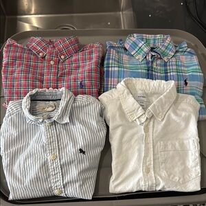 4 Boys' Button Down Plaid and Striped Shirts Set (Size 5 & 6)